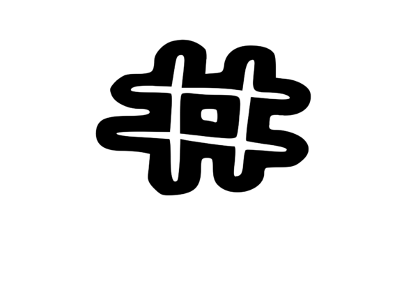 Bold Outlined Comic Mono Symbol Hashtag