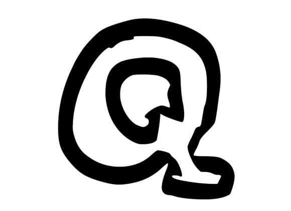 Bold Punk Hand Drawn Mono Letter Q for Graphics and Crafts