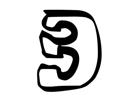 Bold Punk Hand Drawn Mono Number 3: A Fresh Embroidery Design