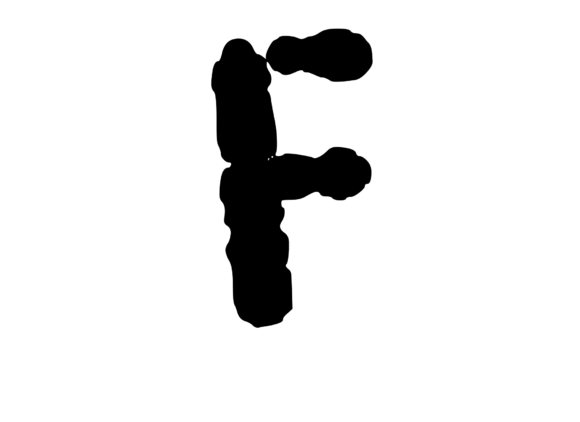 Ink Blot Stain Mono Letter F: A Unique Graphics and Crafts Asset