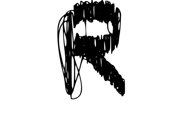 Quickly Scribbled Rough Mono R: A Bold Choice for Creative Graphics and Crafts